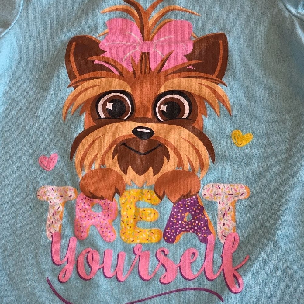 Blue and Pink Short Sleeve Tee with Puppy Design - Picture 3 of 4